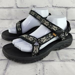 Teva Black Sandals with Gray Pattern